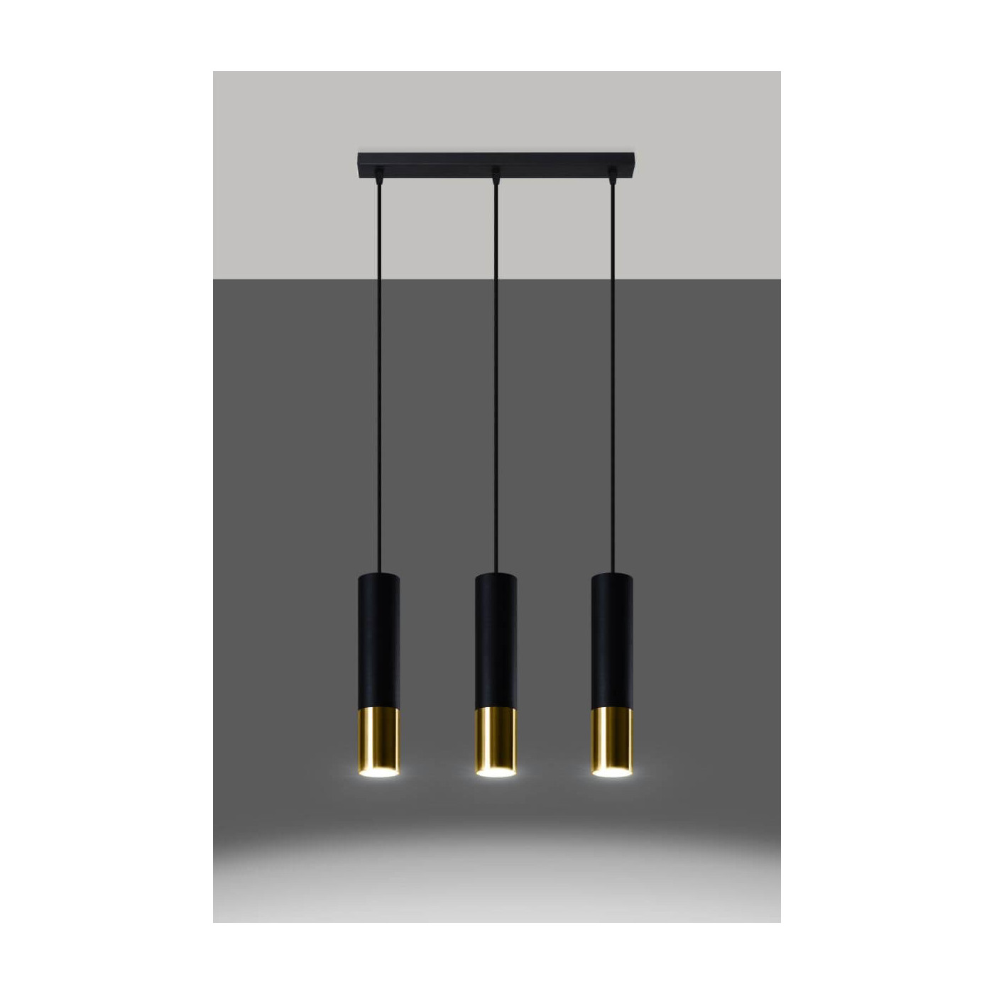 Lampa Wisząca Loopez 3L Czarny/Złoty SL.0954 Sollux