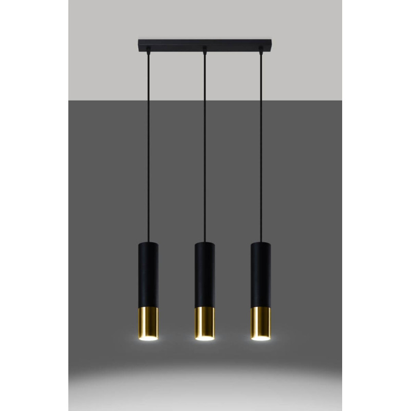 Lampa Wisząca Loopez 3L Czarny/Złoty SL.0954 Sollux