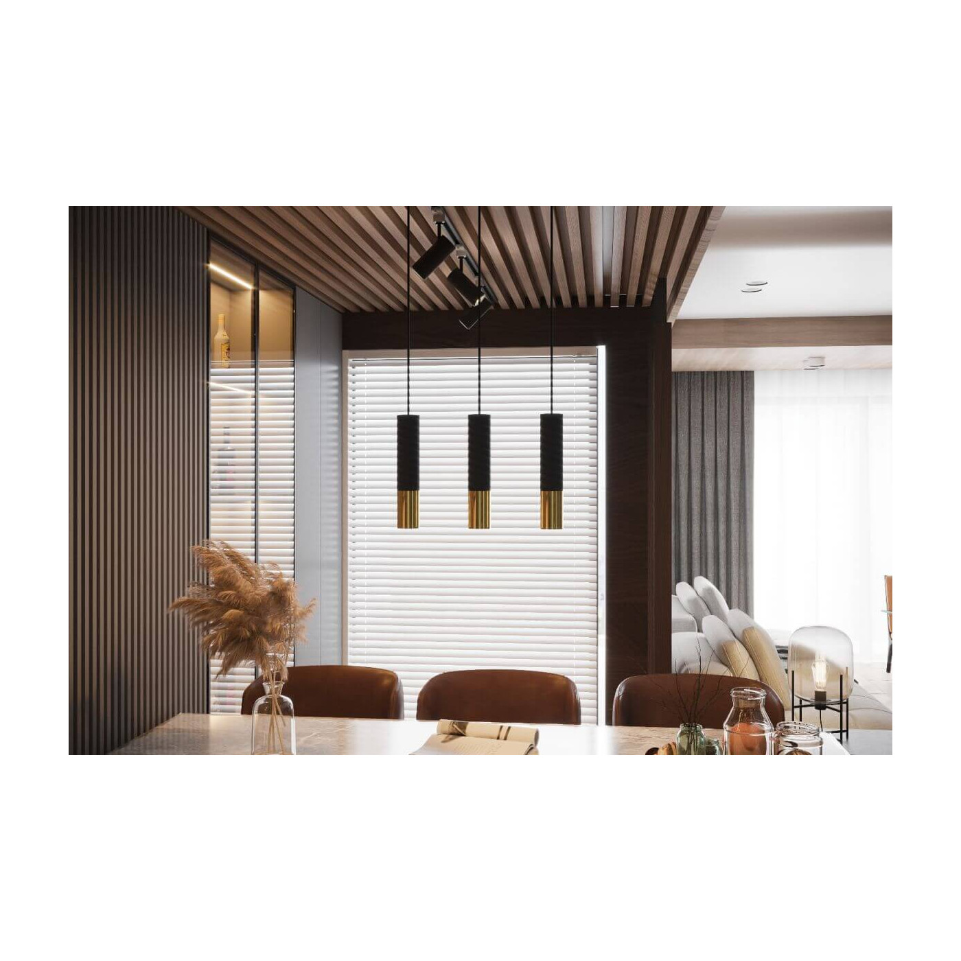 Lampa Wisząca Loopez 3L Czarny/Złoty SL.0954 Sollux
