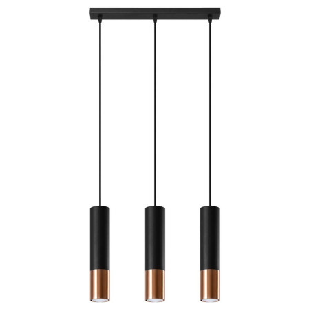 Lampa Wisząca Loopez 3L Czarny/Miedziany SL.0948 Sollux