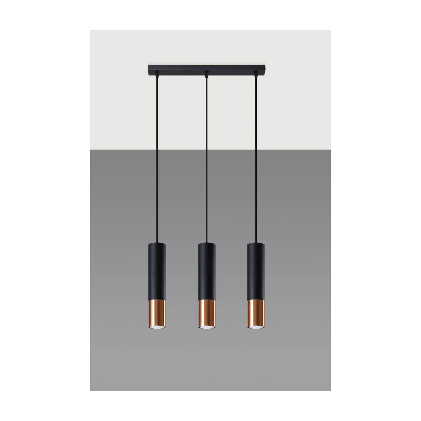Lampa Wisząca Loopez 3L Czarny/Miedziany SL.0948 Sollux