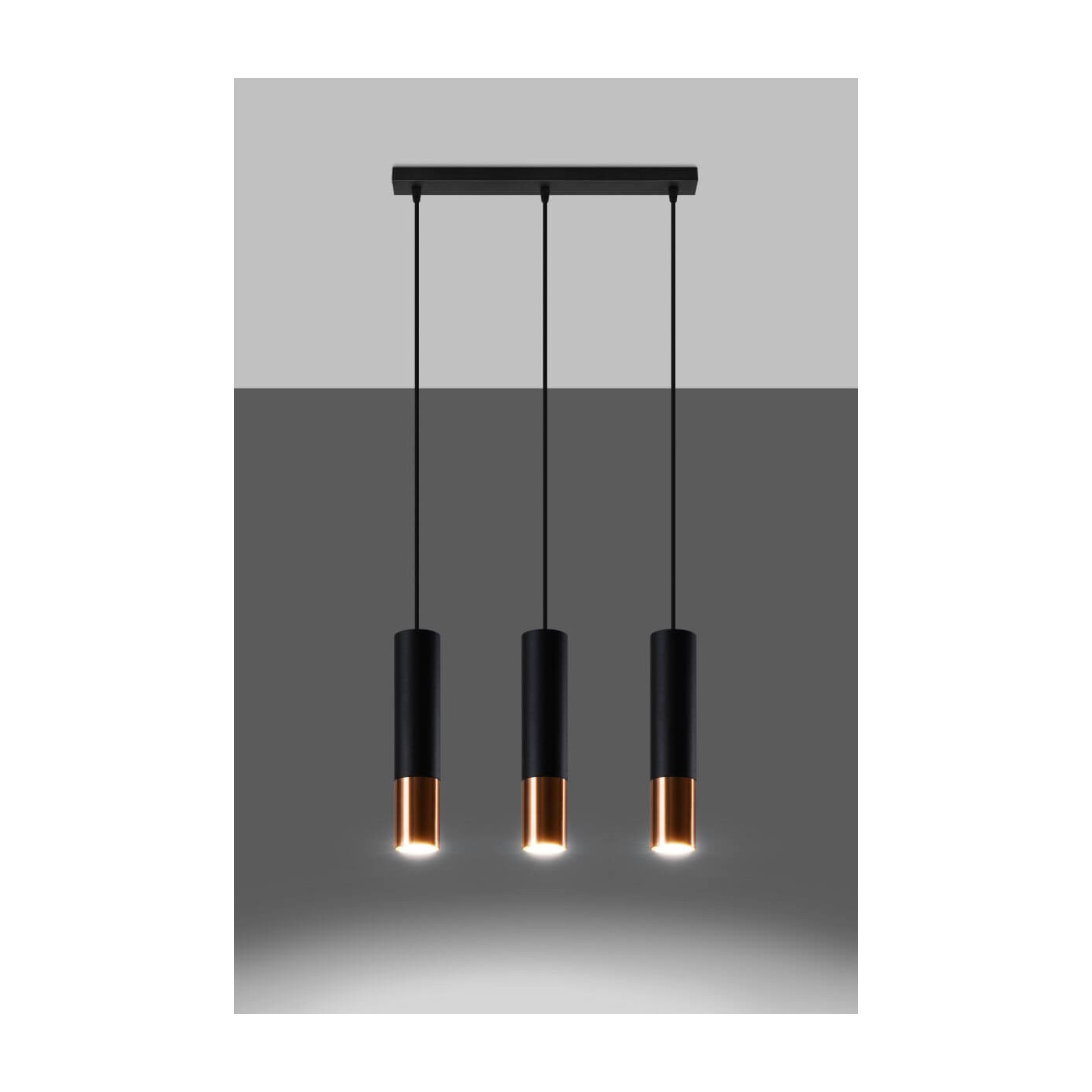 Lampa Wisząca Loopez 3L Czarny/Miedziany SL.0948 Sollux