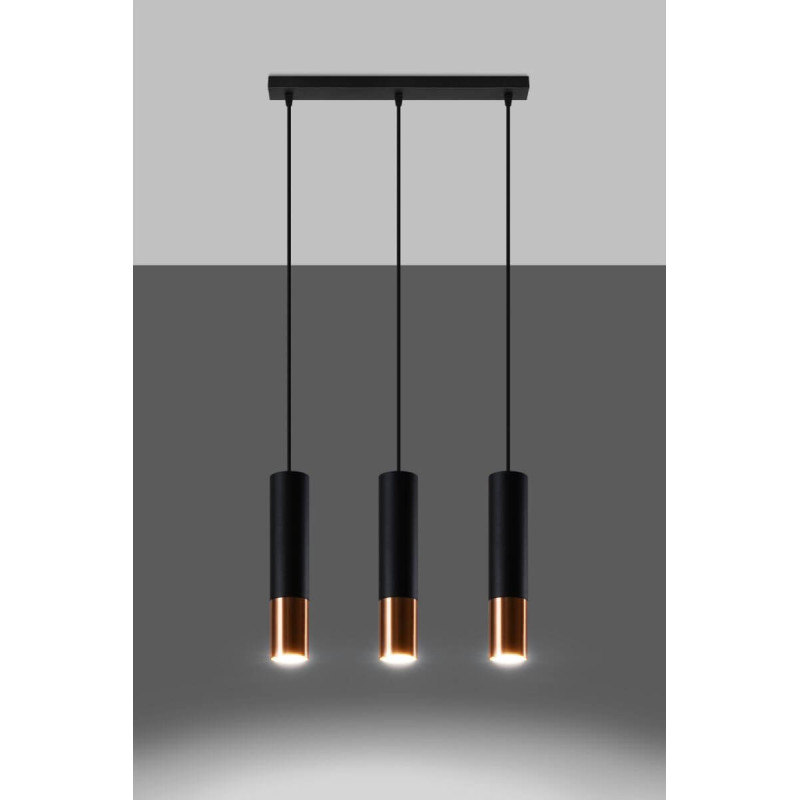 Lampa Wisząca Loopez 3L Czarny/Miedziany SL.0948 Sollux
