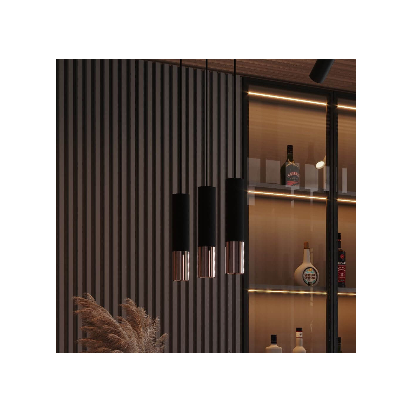 Lampa Wisząca Loopez 3L Czarny/Miedziany SL.0948 Sollux