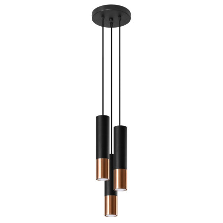Lampa Wisząca Loopez 3P Czarny/Miedziany SL.0949 Sollux