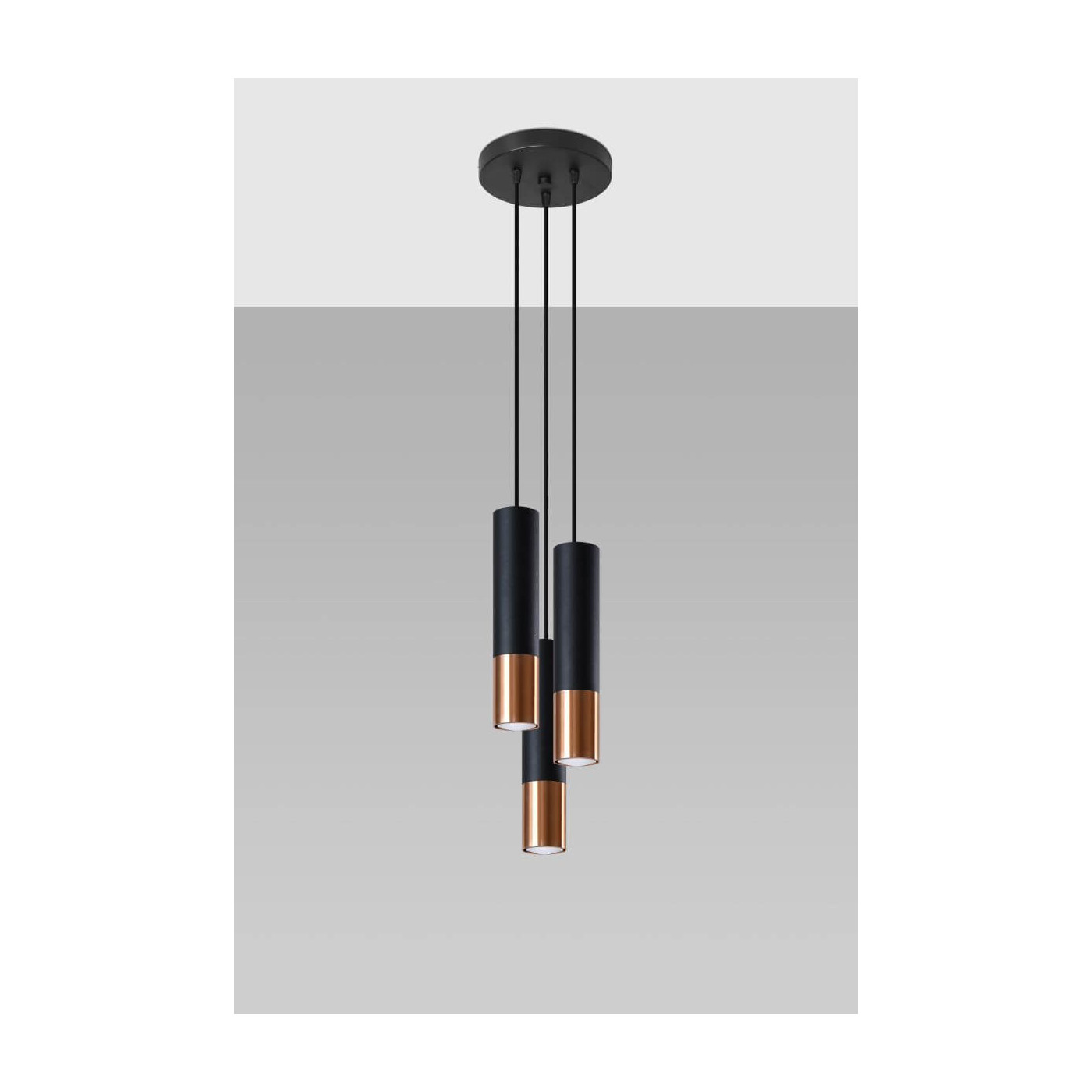 Lampa Wisząca Loopez 3P Czarny/Miedziany SL.0949 Sollux