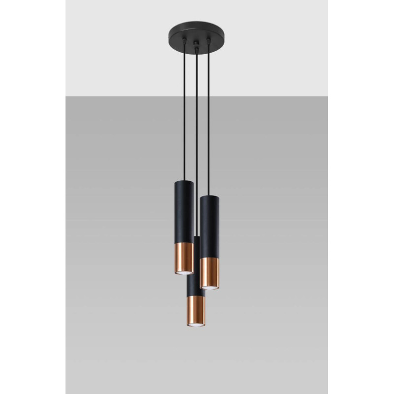 Lampa Wisząca Loopez 3P Czarny/Miedziany SL.0949 Sollux