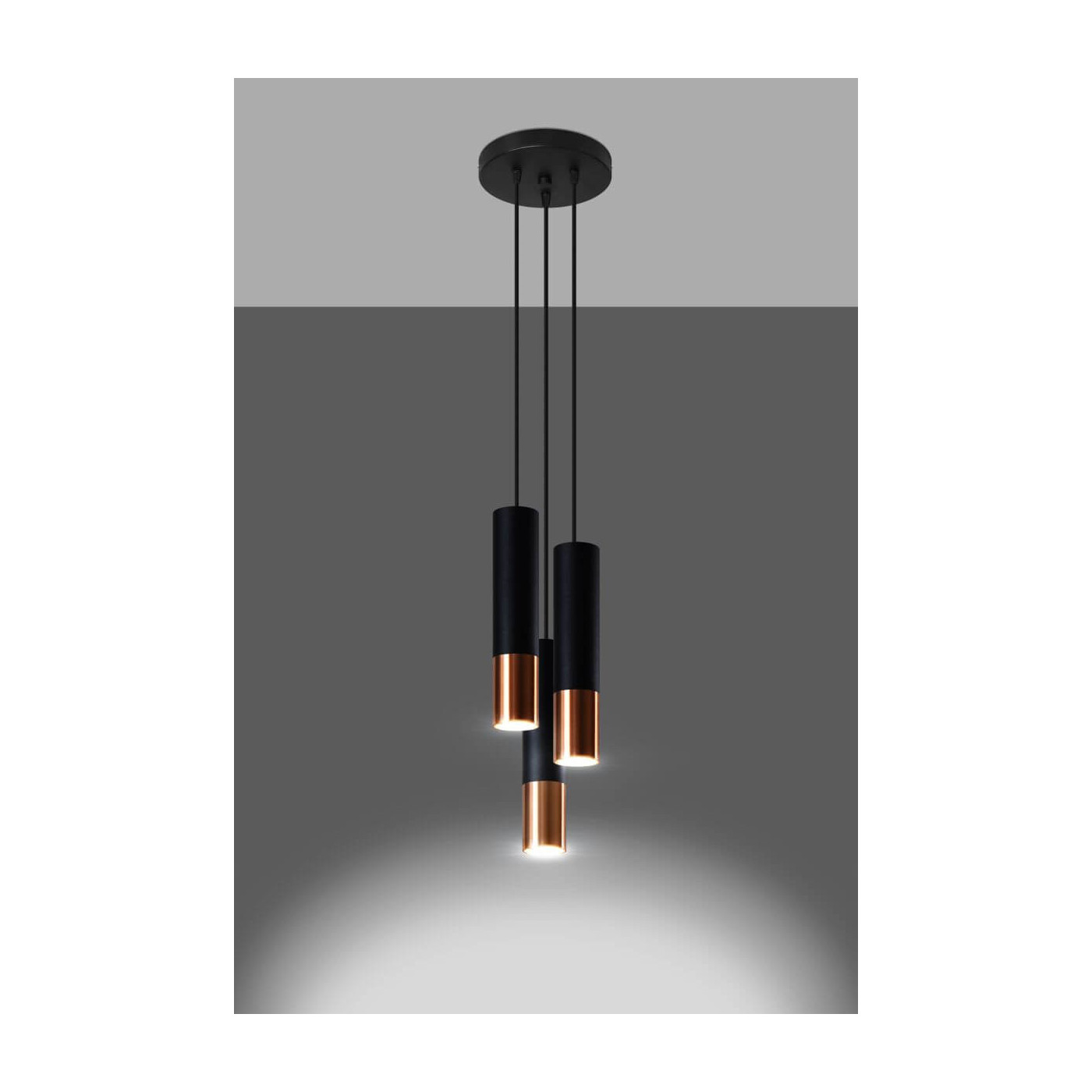 Lampa Wisząca Loopez 3P Czarny/Miedziany SL.0949 Sollux