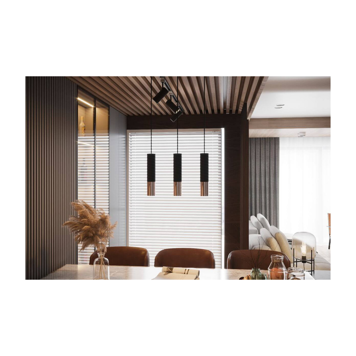 Lampa Wisząca Loopez 3P Czarny/Miedziany SL.0949 Sollux