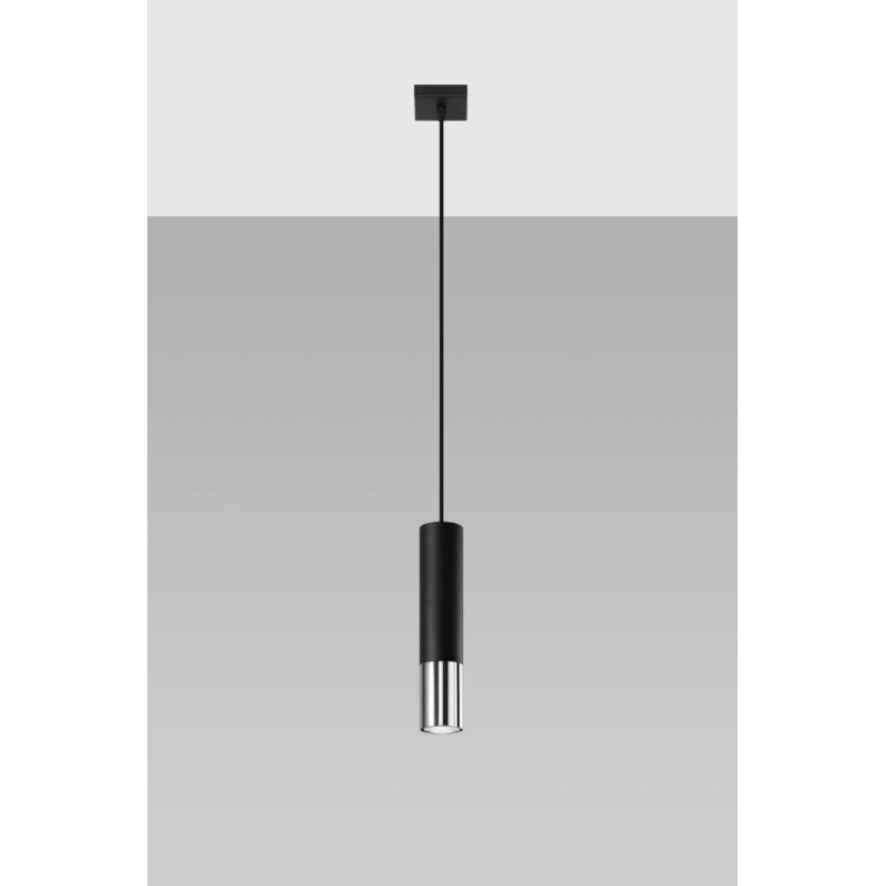 Lampa Wisząca Loopez 1 Czarny/Chrom SL.0940 Sollux