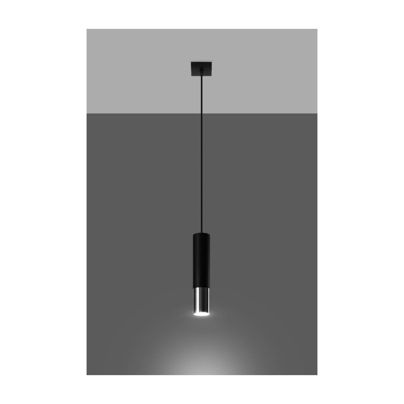 Lampa Wisząca Loopez 1 Czarny/Chrom SL.0940 Sollux