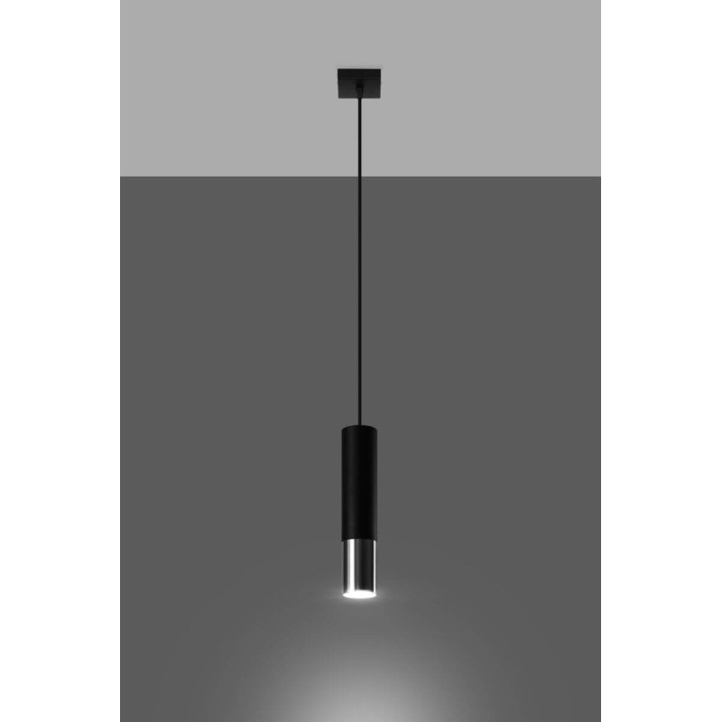 Lampa Wisząca Loopez 1 Czarny/Chrom SL.0940 Sollux