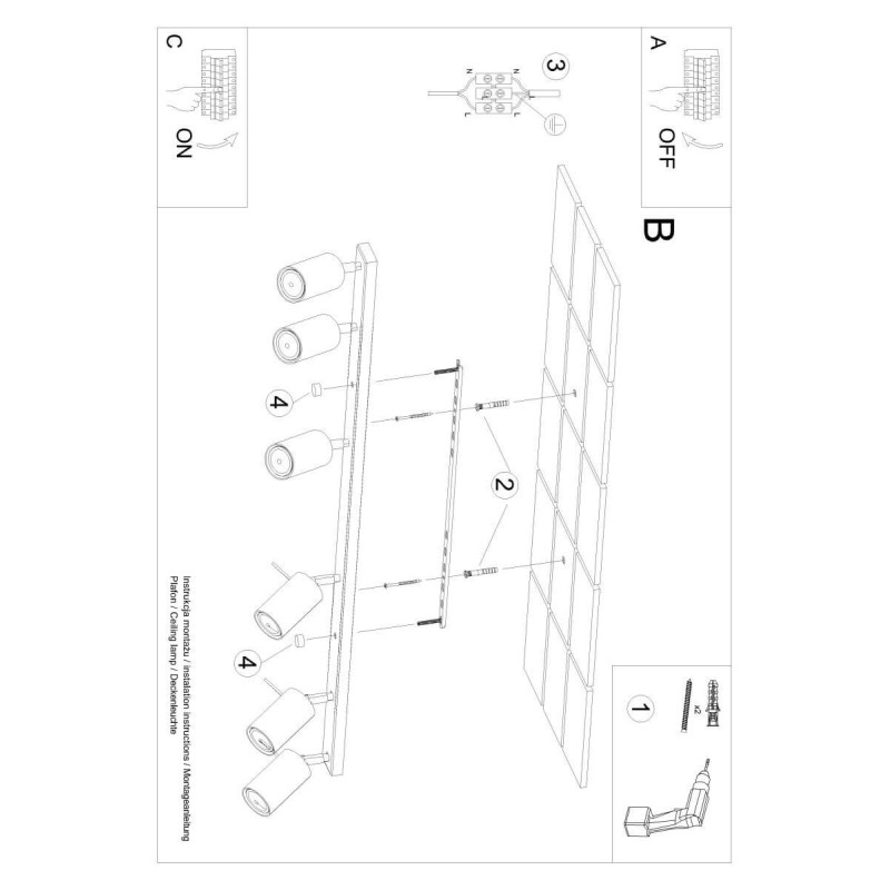 Plafon Ring 6L Czarny SL.0334 Sollux