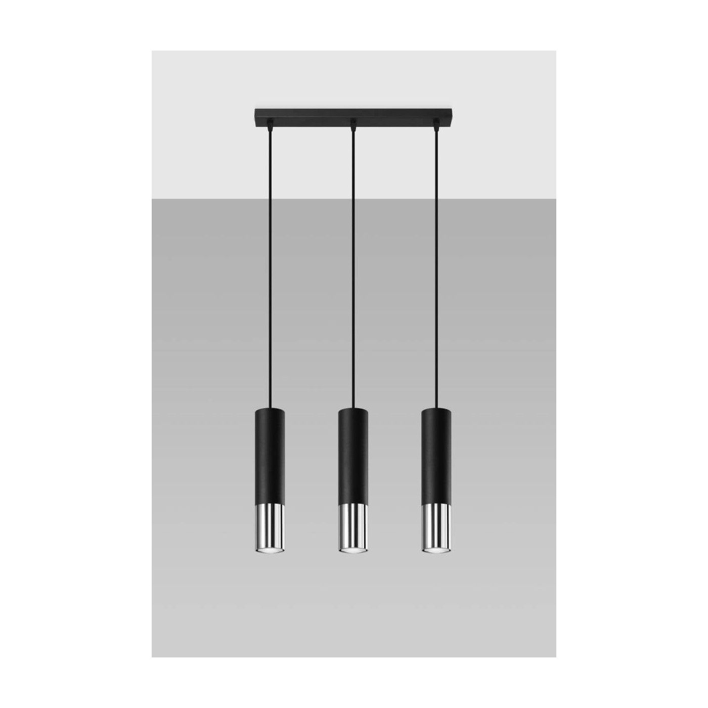 Lampa Wisząca Loopez 3L Czarny/Chrom SL.0942 Sollux