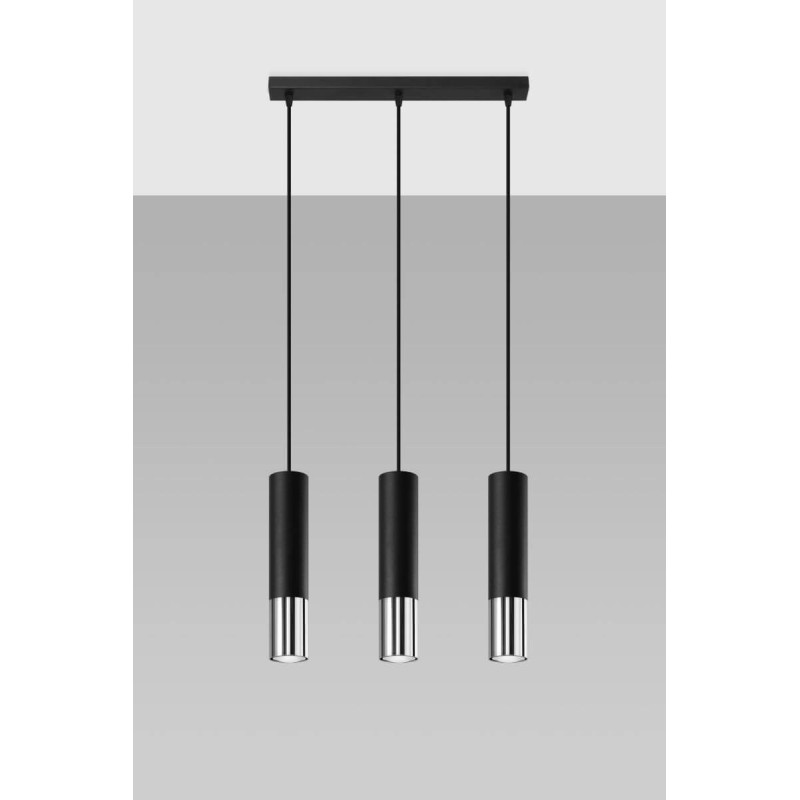 Lampa Wisząca Loopez 3L Czarny/Chrom SL.0942 Sollux