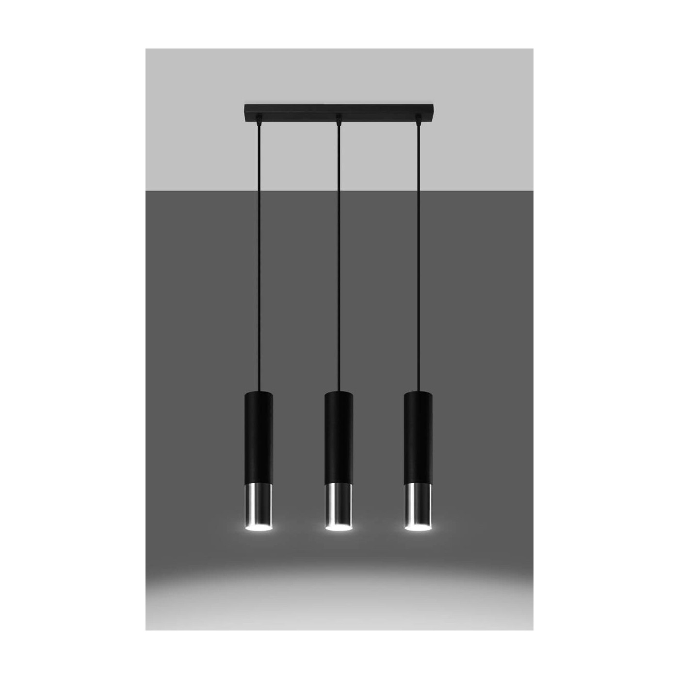 Lampa Wisząca Loopez 3L Czarny/Chrom SL.0942 Sollux