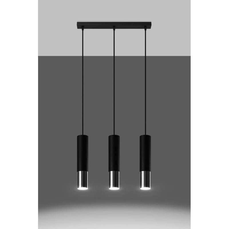 Lampa Wisząca Loopez 3L Czarny/Chrom SL.0942 Sollux