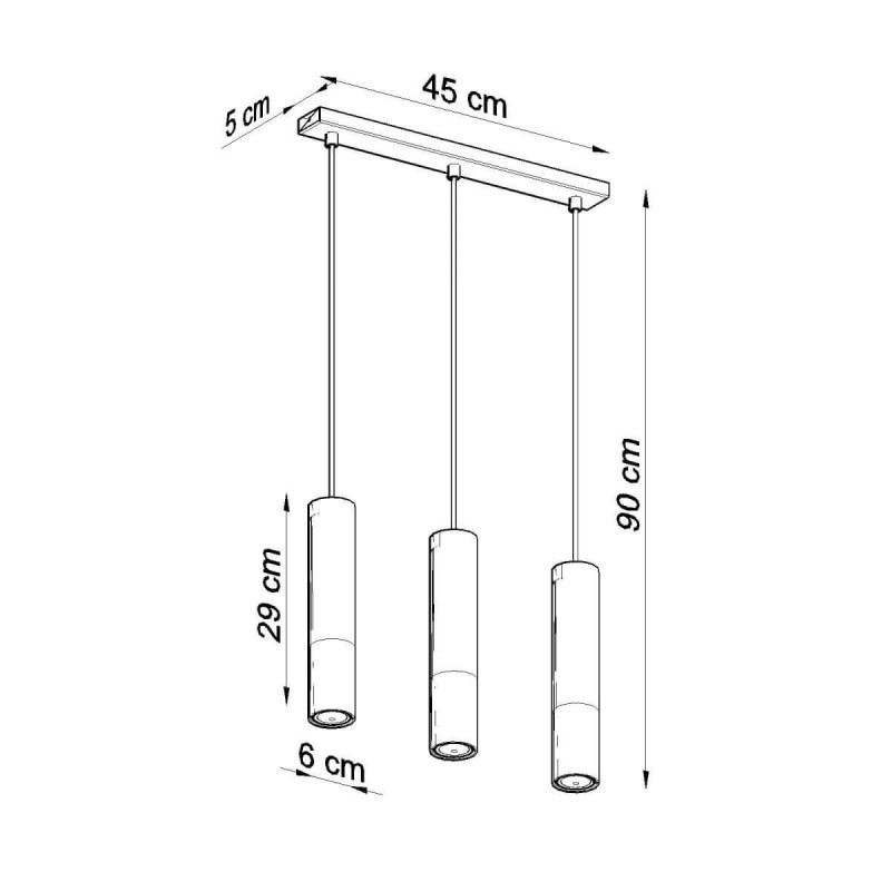 Lampa Wisząca Loopez 3L Czarny/Chrom SL.0942 Sollux
