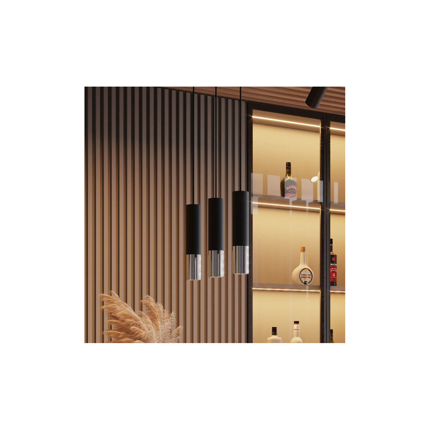 Lampa Wisząca Loopez 3L Czarny/Chrom SL.0942 Sollux