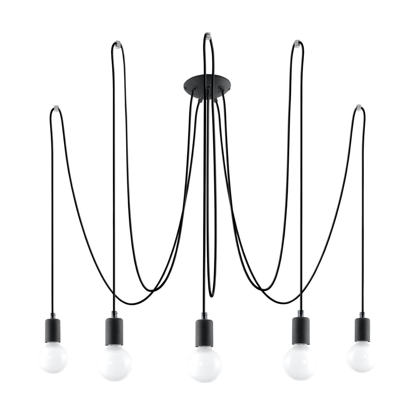 Żyrandol Edison 5 Czarny SL.0371 Sollux