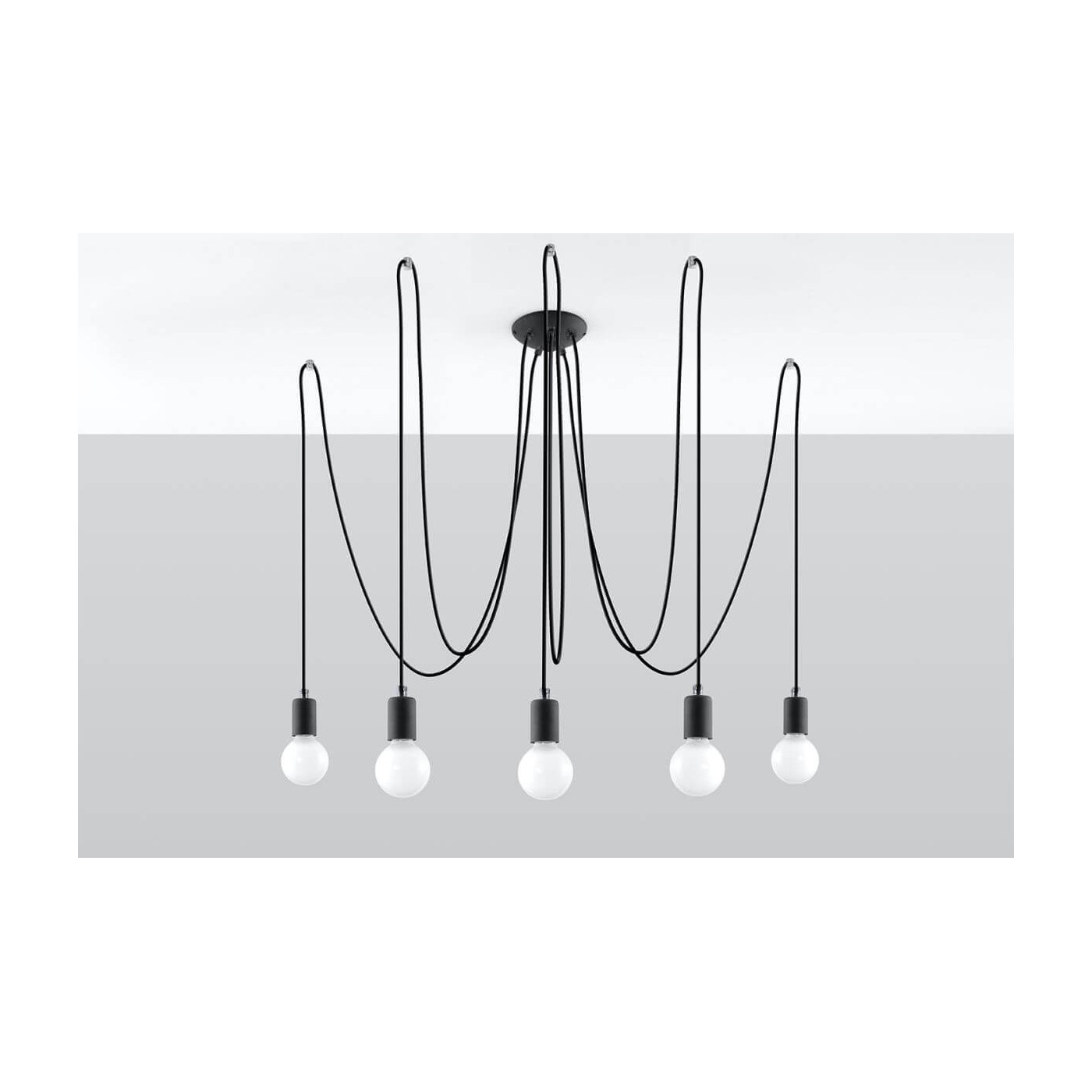 Żyrandol Edison 5 Czarny SL.0371 Sollux