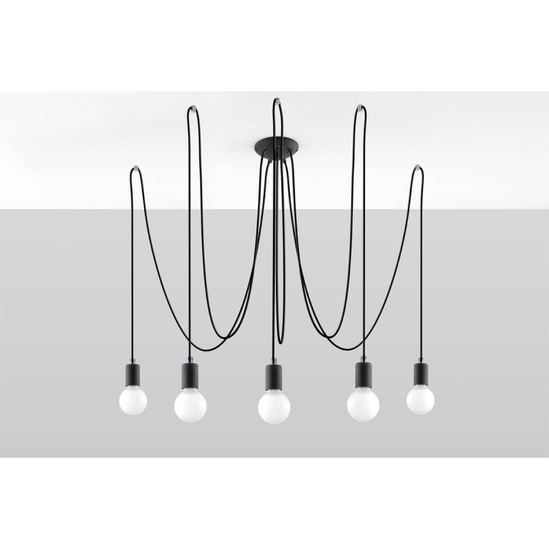 Żyrandol Edison 5 Czarny SL.0371 Sollux