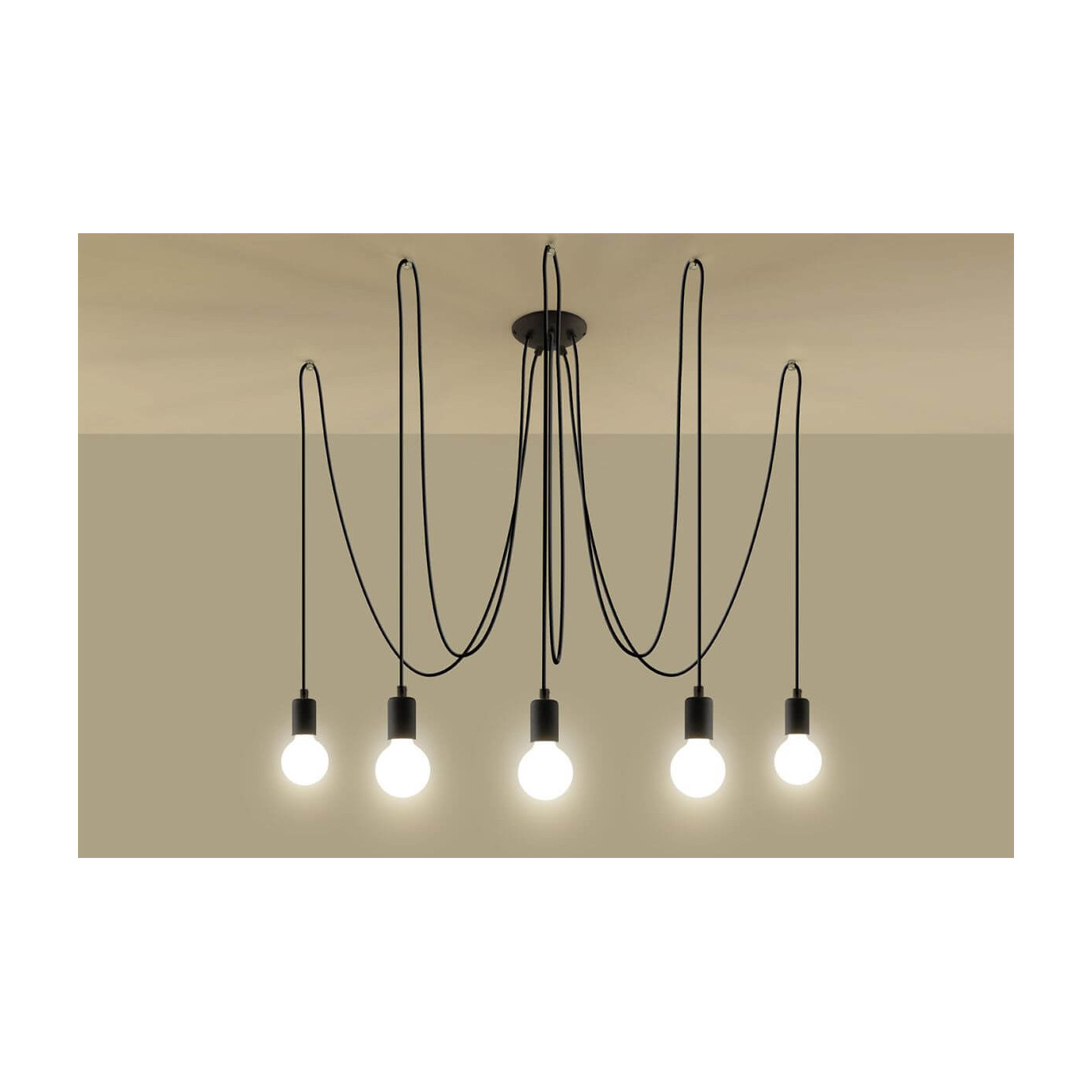 Żyrandol Edison 5 Czarny SL.0371 Sollux