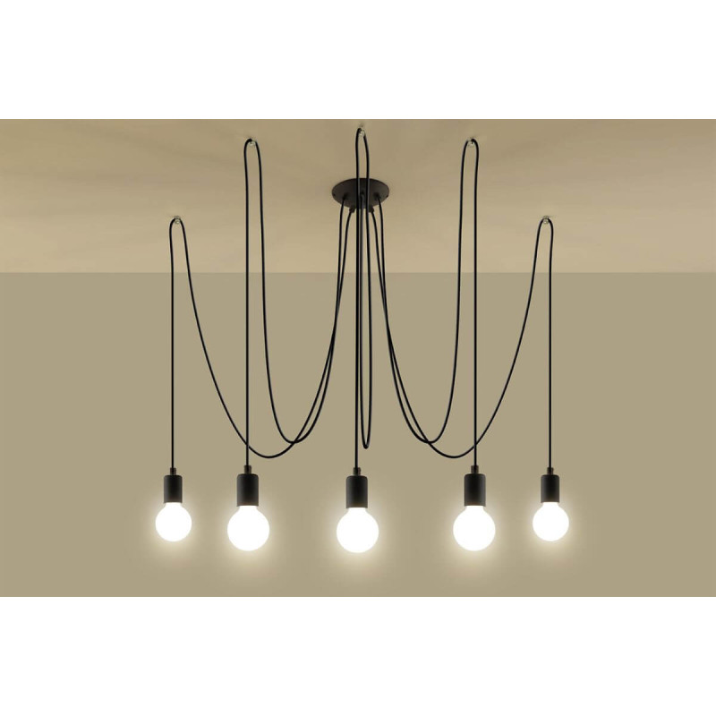 Żyrandol Edison 5 Czarny SL.0371 Sollux
