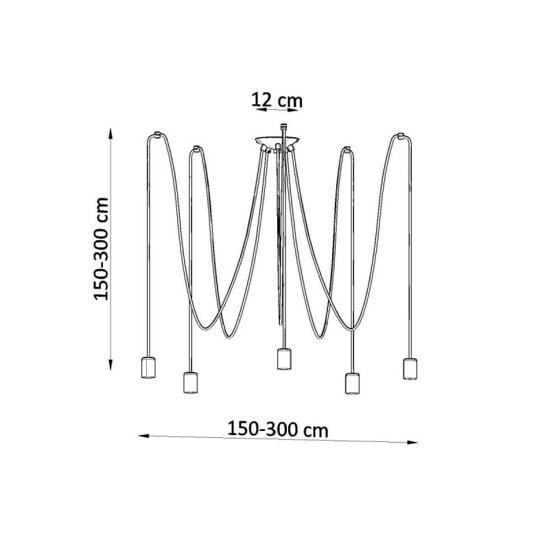 Żyrandol Edison 5 Czarny SL.0371 Sollux