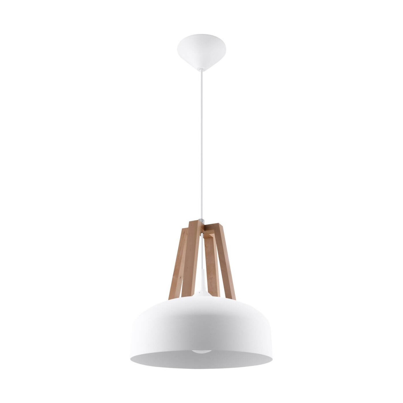 Lampa Wisząca Casco Biały Naturalne Drewno SL.0388 Sollux