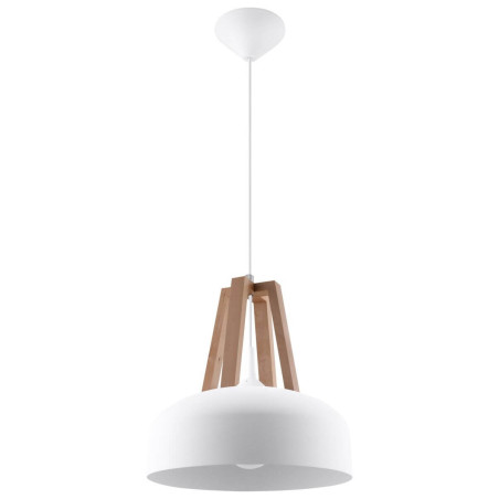Lampa Wisząca Casco Biały Naturalne Drewno SL.0388 Sollux
