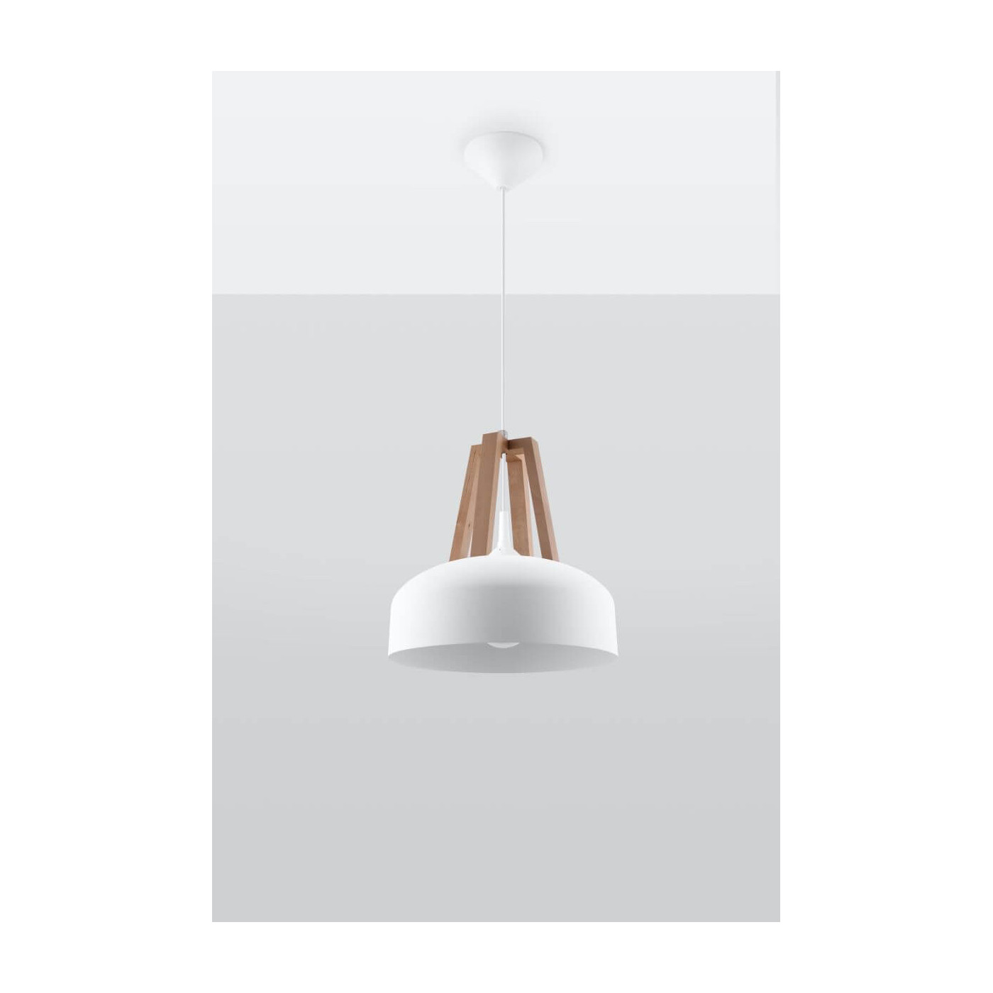 Lampa Wisząca Casco Biały Naturalne Drewno SL.0388 Sollux