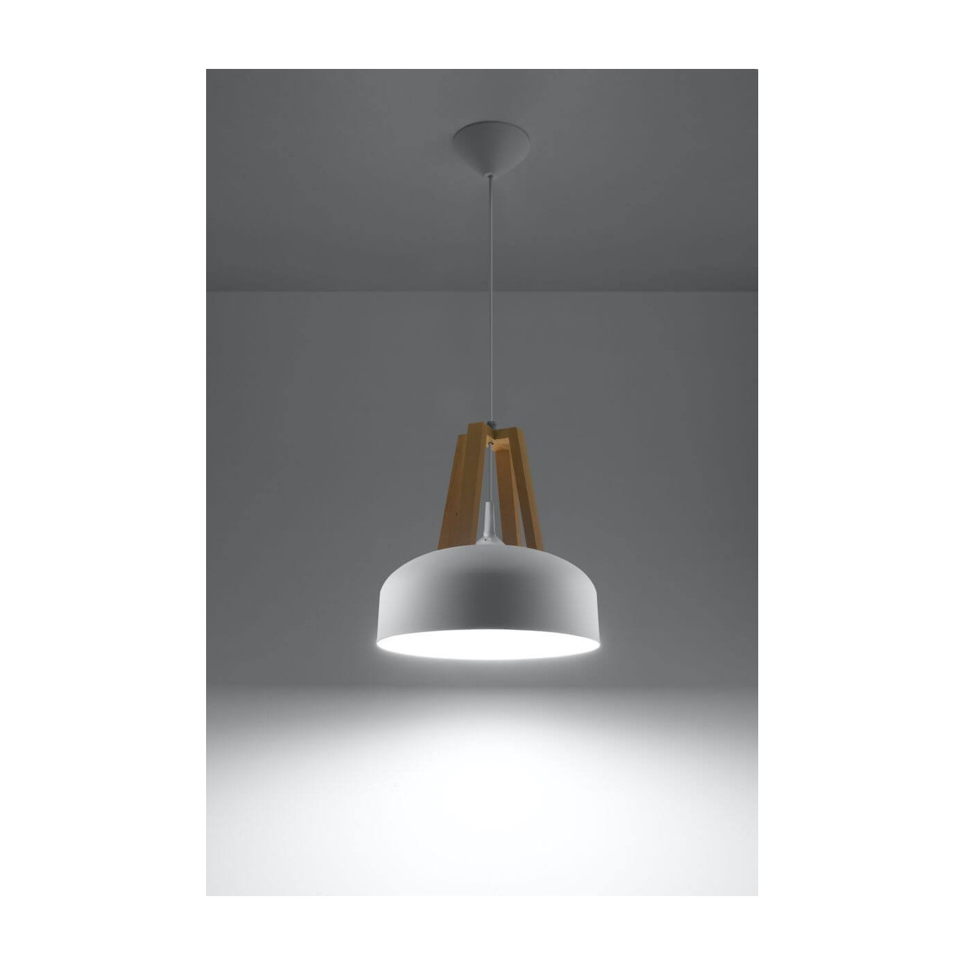 Lampa Wisząca Casco Biały Naturalne Drewno SL.0388 Sollux