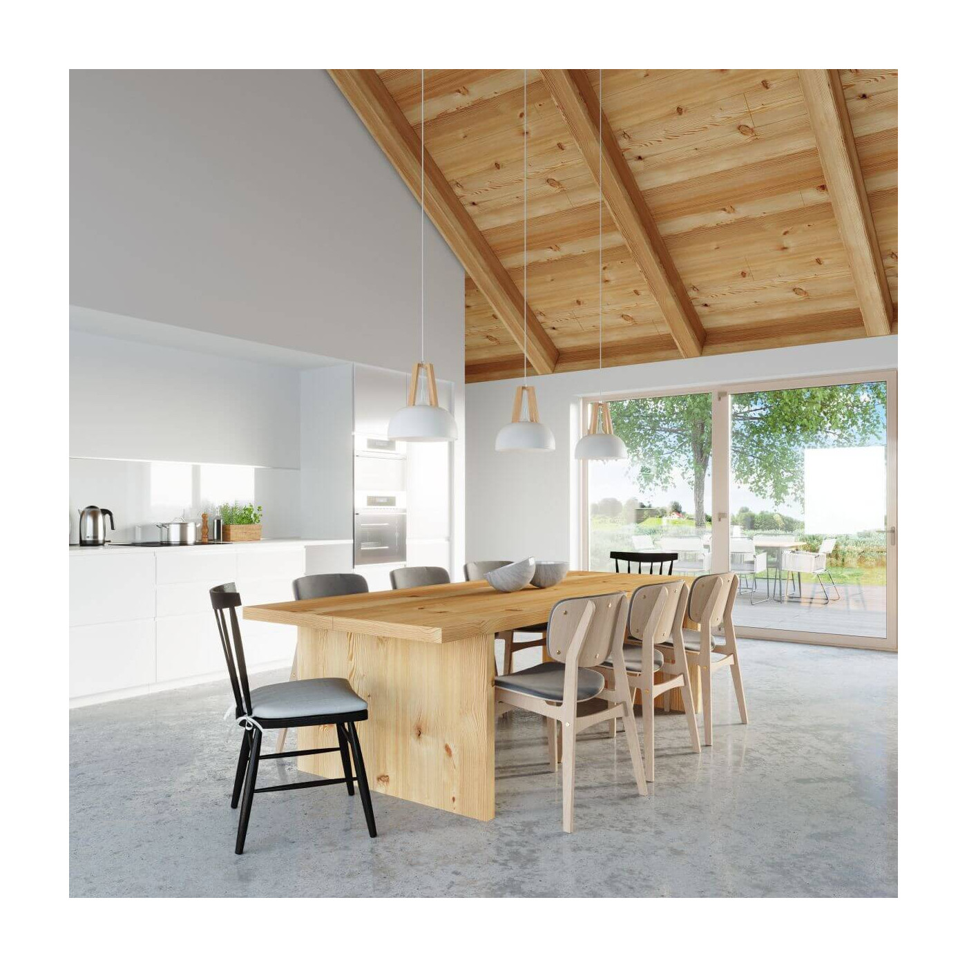 Lampa Wisząca Casco Biały Naturalne Drewno SL.0388 Sollux