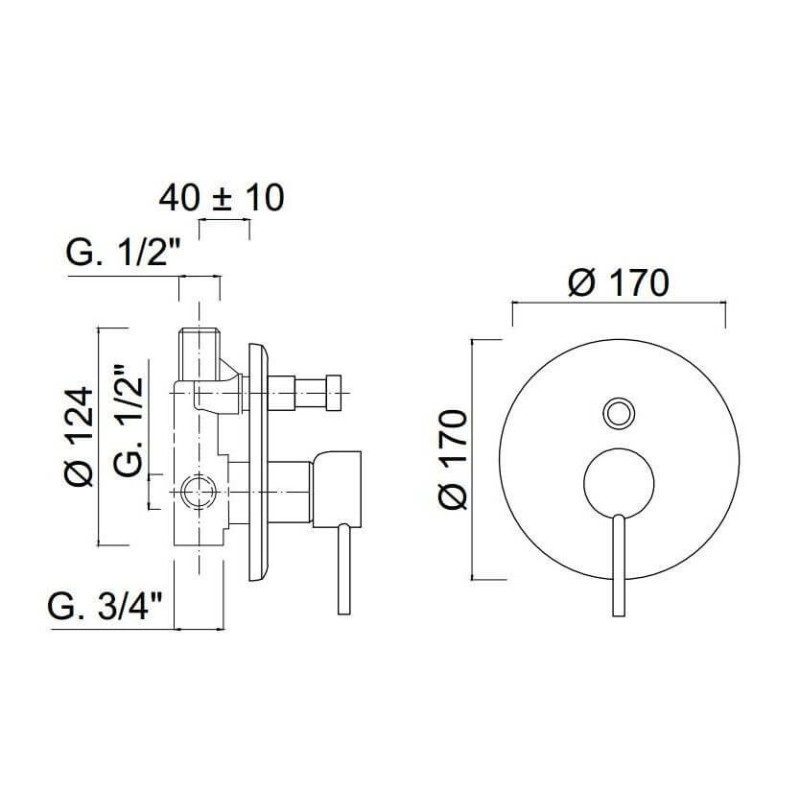 Bateria natryskowo-Wannowa Futuro Czarny Mat 6513-3/CZAR Giulini Giovanni