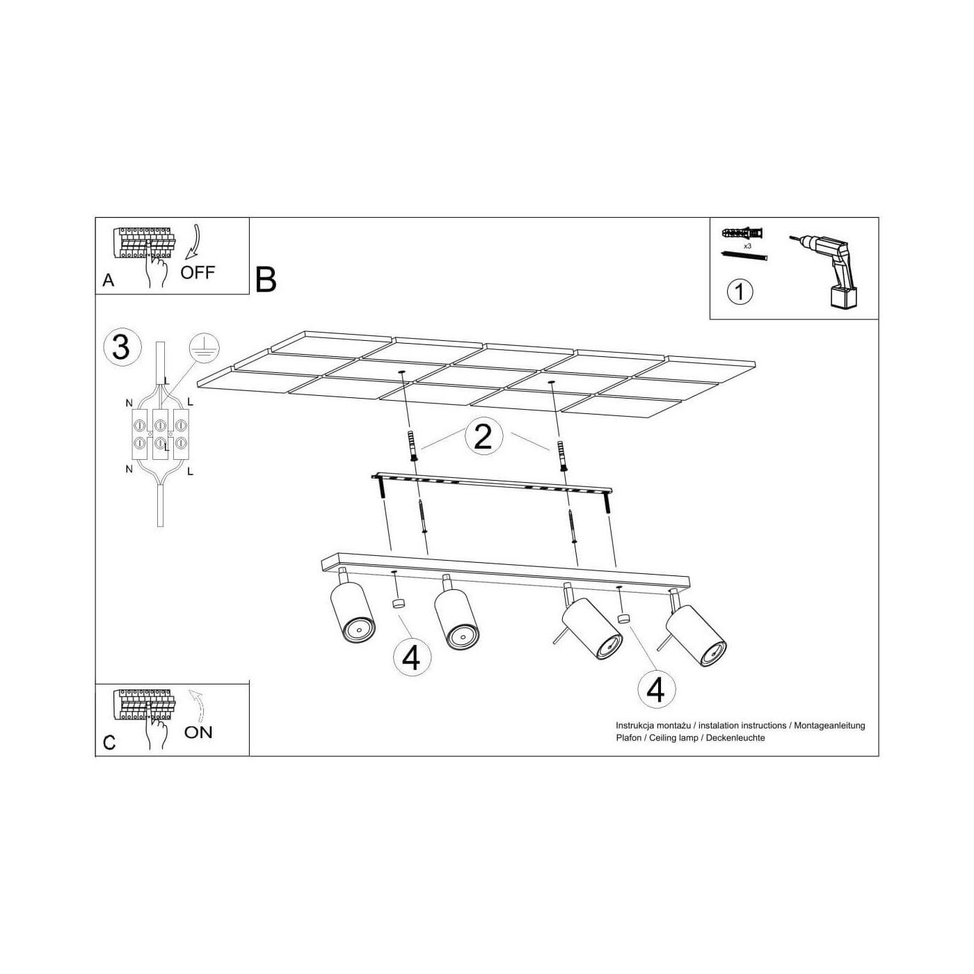 Plafon Ring 4L Biały SL.0331 Sollux