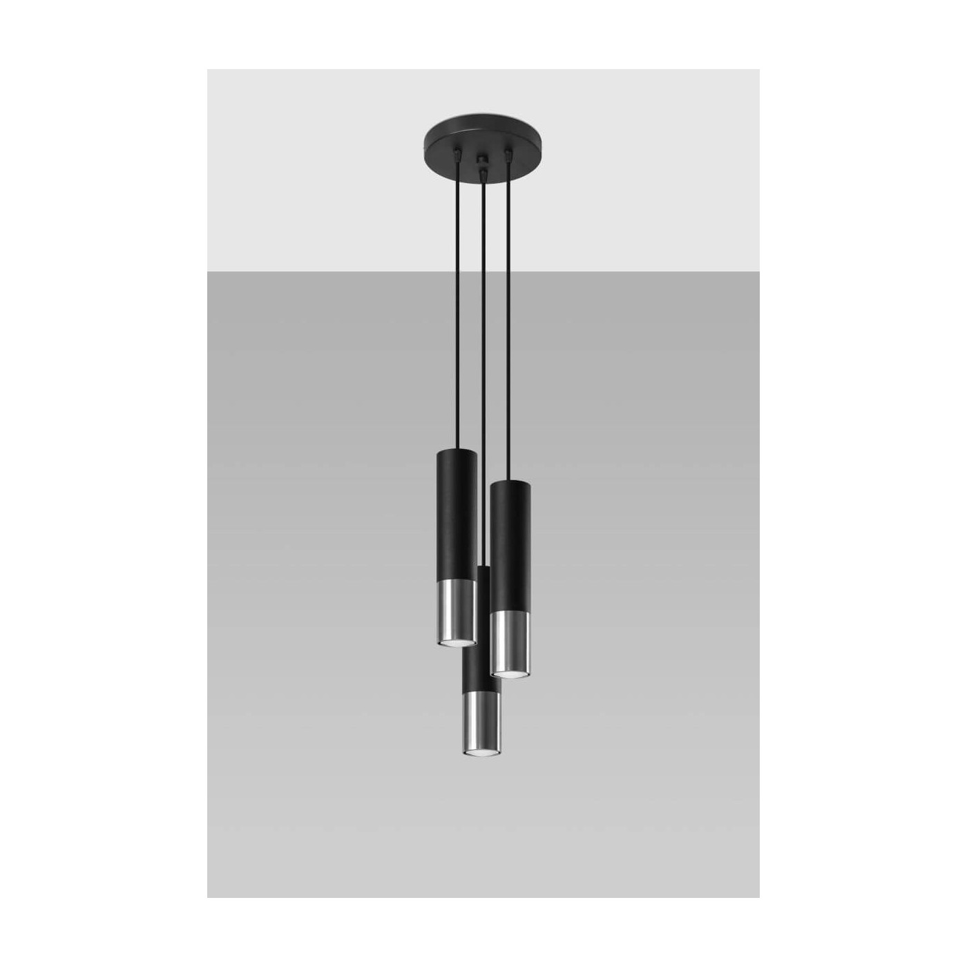 Lampa Wisząca Loopez 3P Czarny/Chrom SL.0943 Sollux