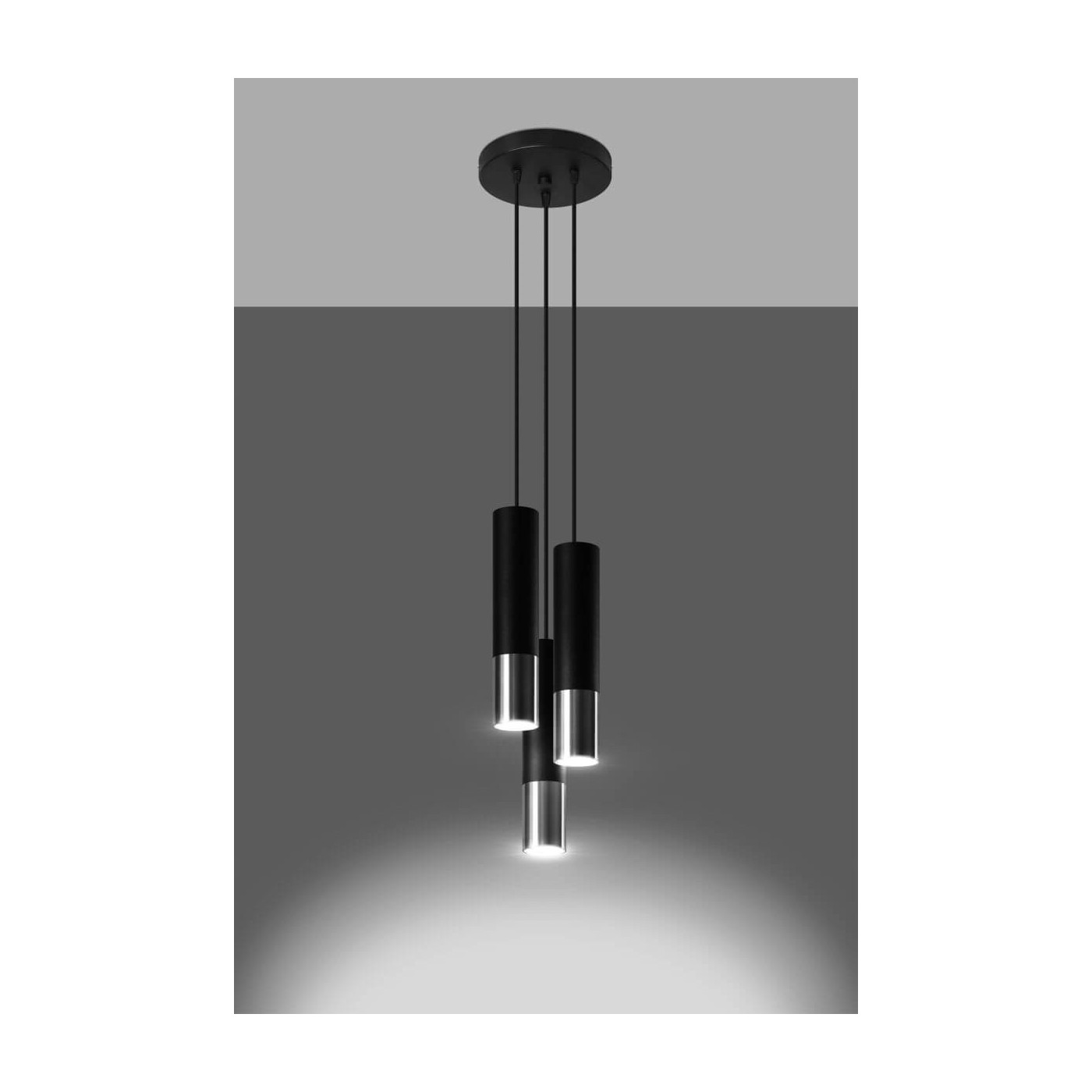 Lampa Wisząca Loopez 3P Czarny/Chrom SL.0943 Sollux