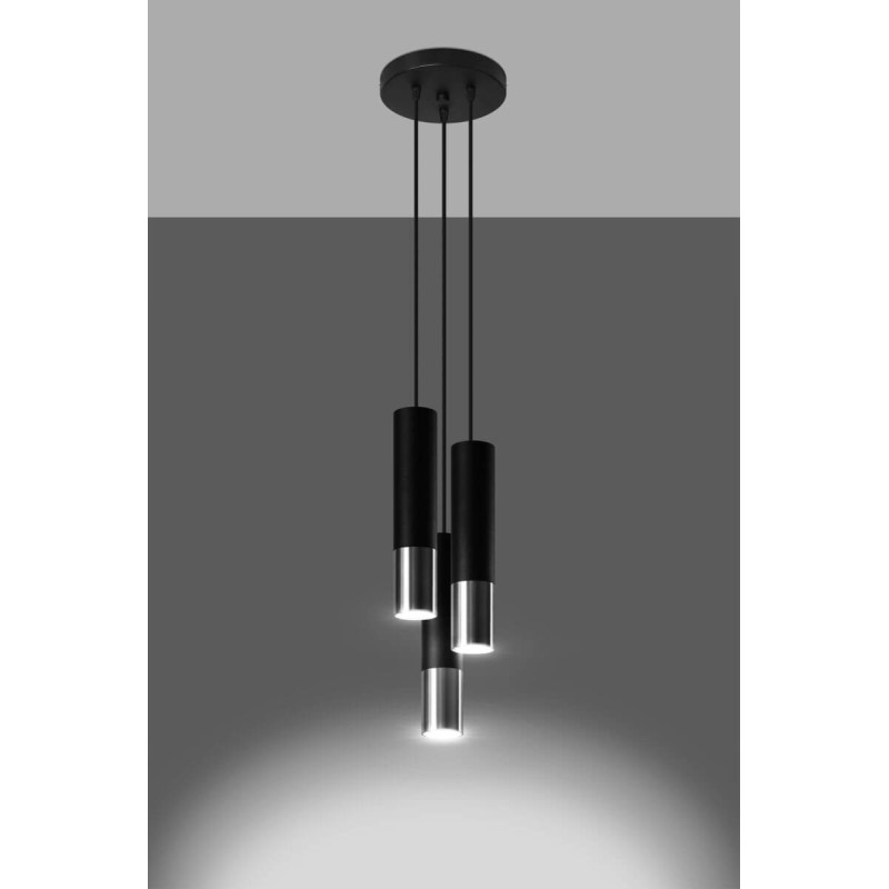 Lampa Wisząca Loopez 3P Czarny/Chrom SL.0943 Sollux