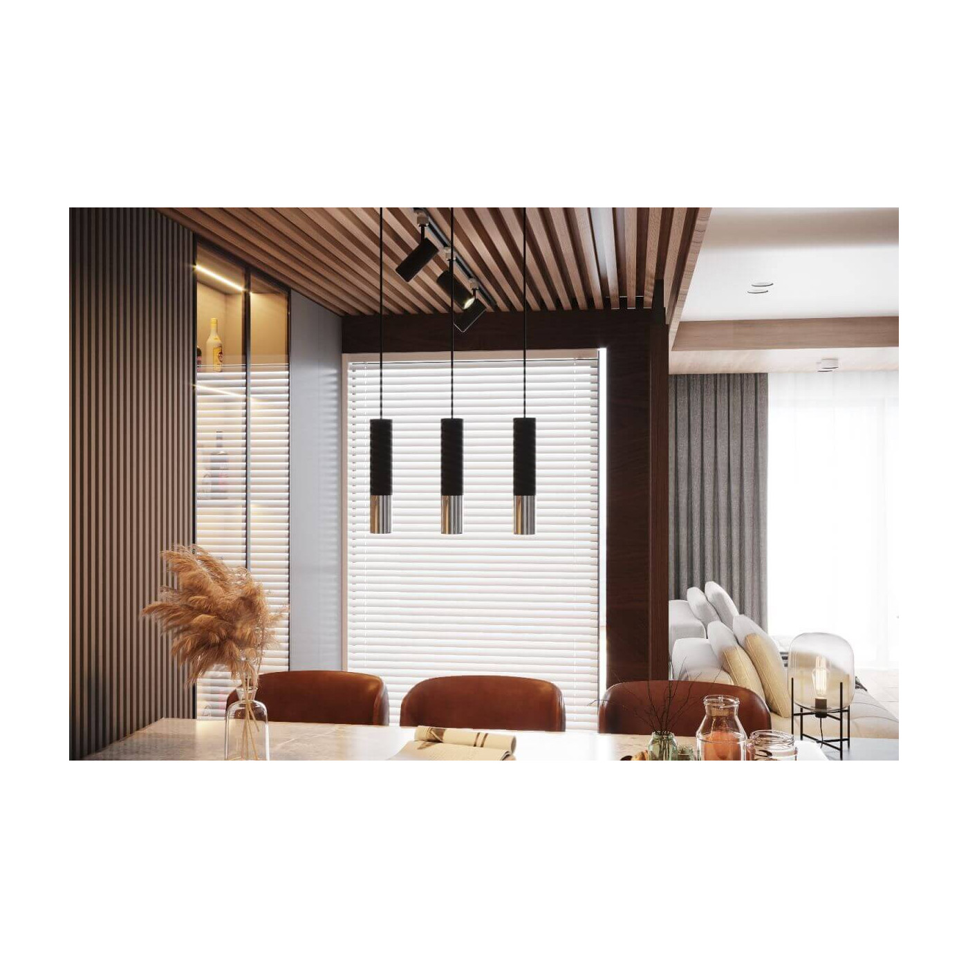 Lampa Wisząca Loopez 3P Czarny/Chrom SL.0943 Sollux