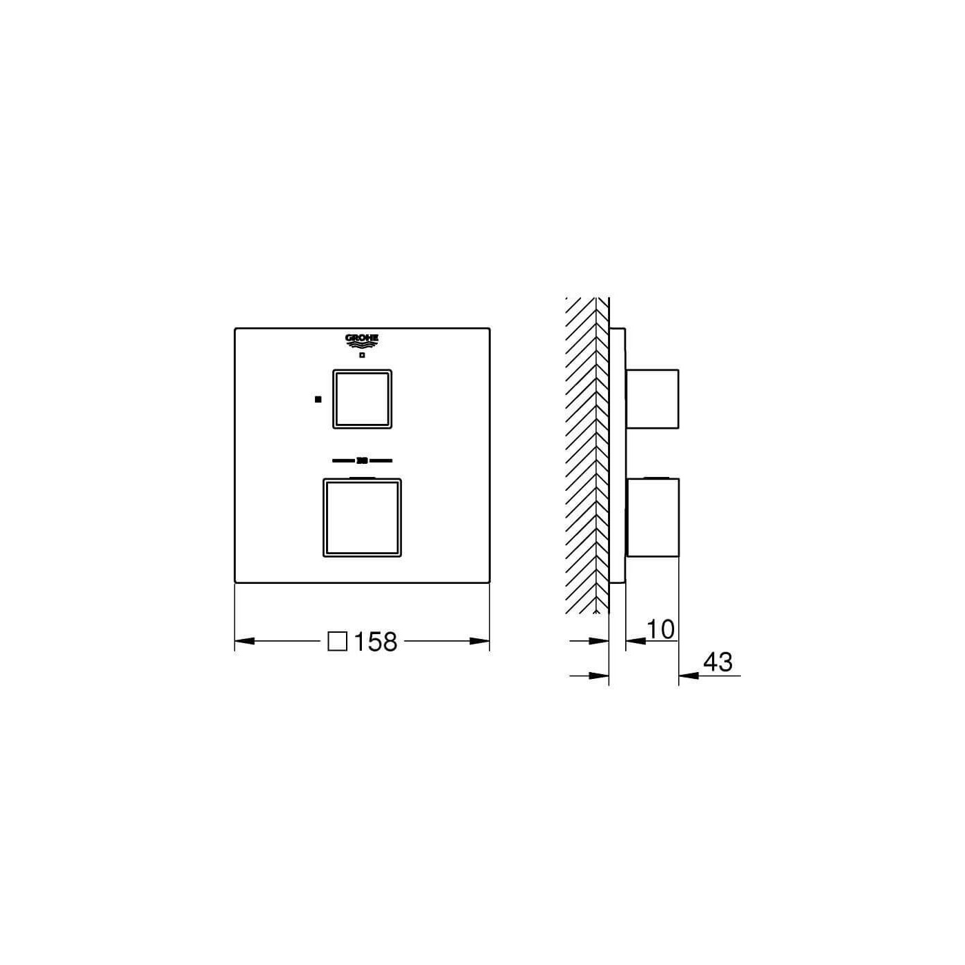 Bateria Termostatyczna Do Obsługi Jednego Wyjścia Wody Grohtherm Cube Brushed Hard Graphite 24153AL0 Grohe