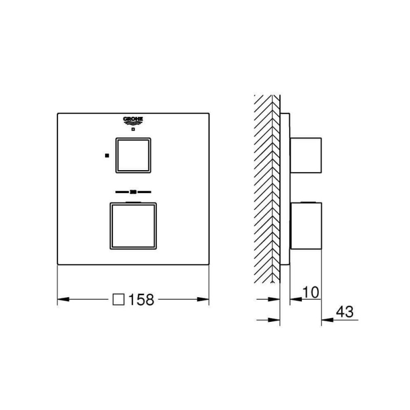 Bateria Termostatyczna Do Obsługi Jednego Wyjścia Wody Grohtherm Cube Brushed Hard Graphite 24153AL0 Grohe