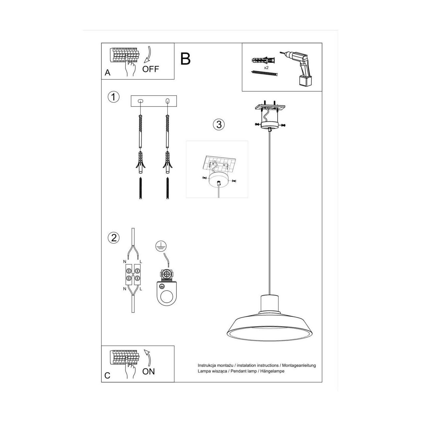 Lampa Wisząca Afra Szary SL.0282 Sollux
