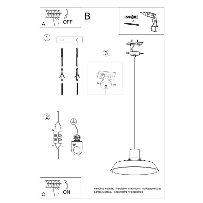 Lampa Wisząca Afra Szary SL.0282 Sollux