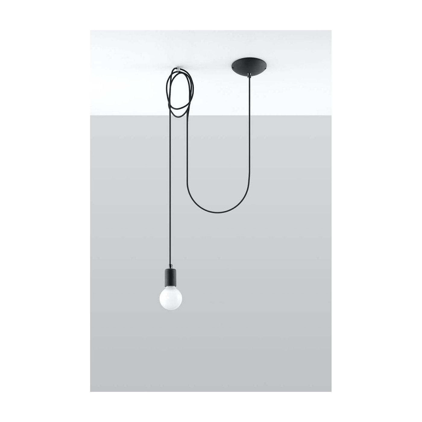 Lampa Wisząca Edison 1 Long Czarny SL.0369 Sollux