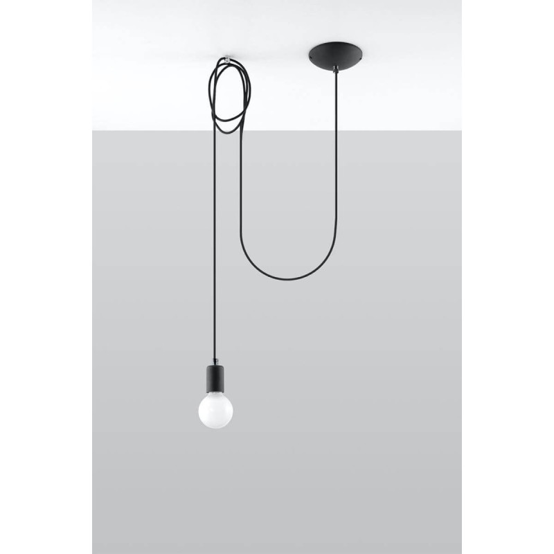 Lampa Wisząca Edison 1 Long Czarny SL.0369 Sollux