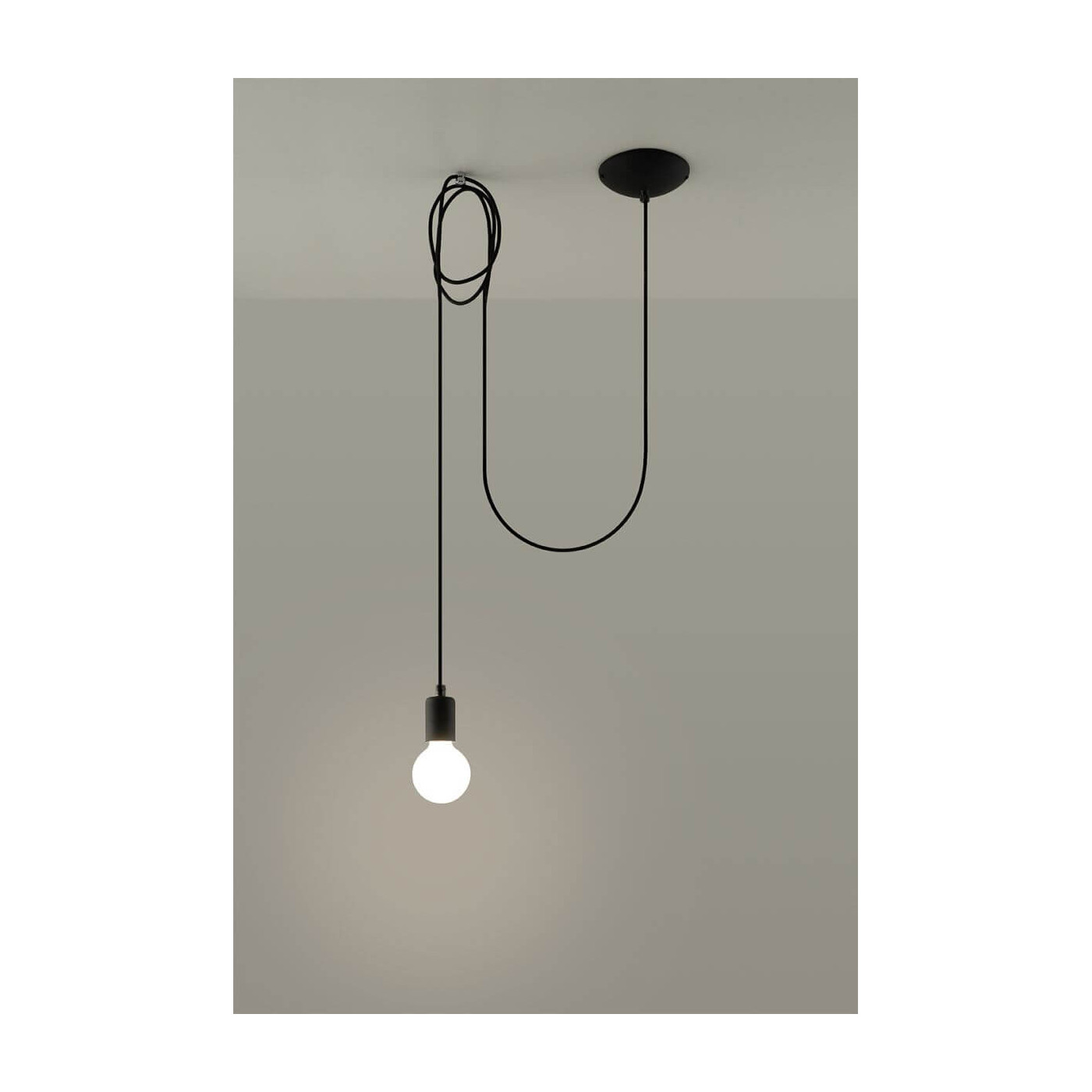 Lampa Wisząca Edison 1 Long Czarny SL.0369 Sollux