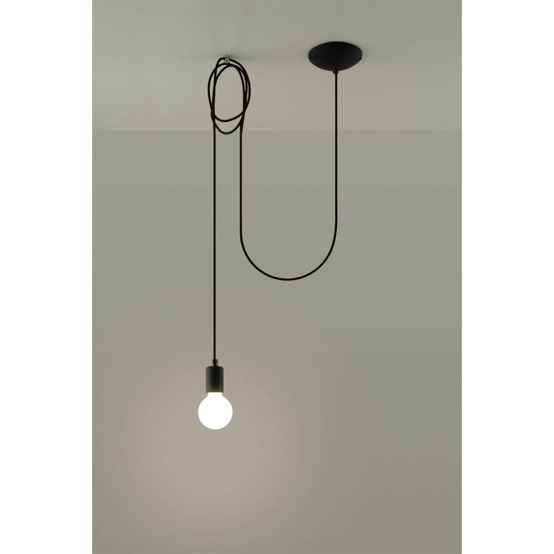 Lampa Wisząca Edison 1 Long Czarny SL.0369 Sollux
