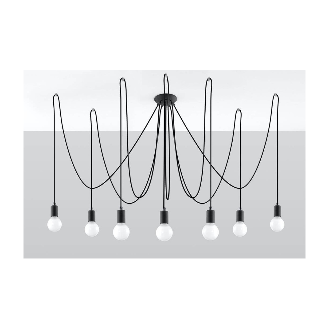Żyrandol Edison 7 Czarny SL.0372 Sollux