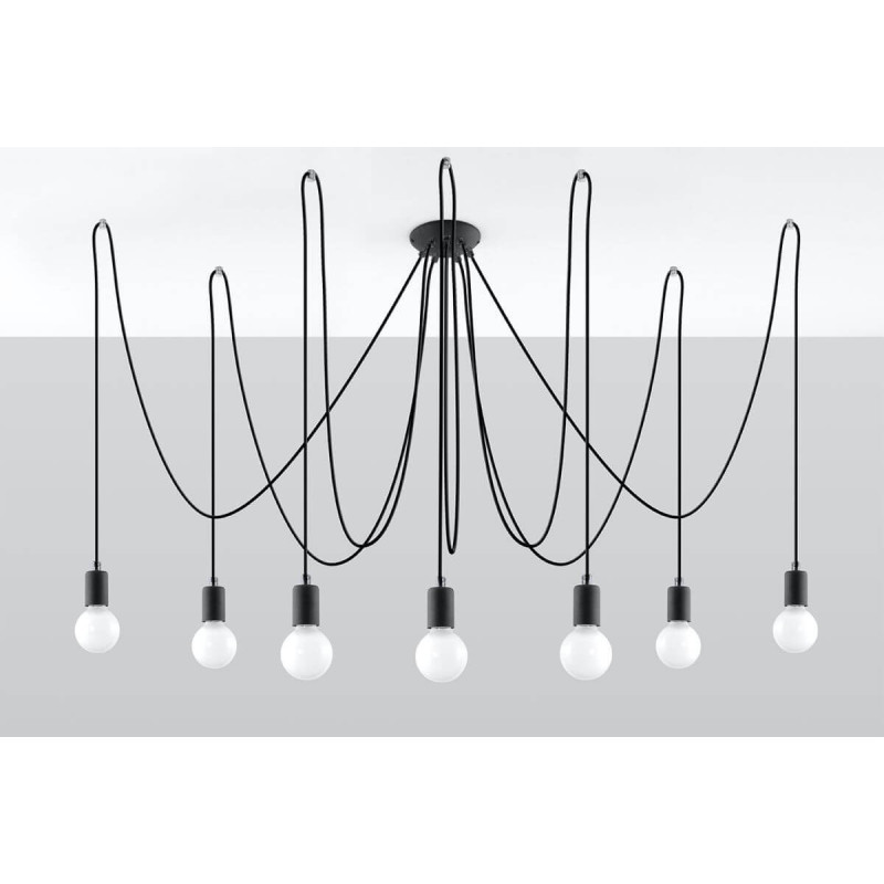 Żyrandol Edison 7 Czarny SL.0372 Sollux